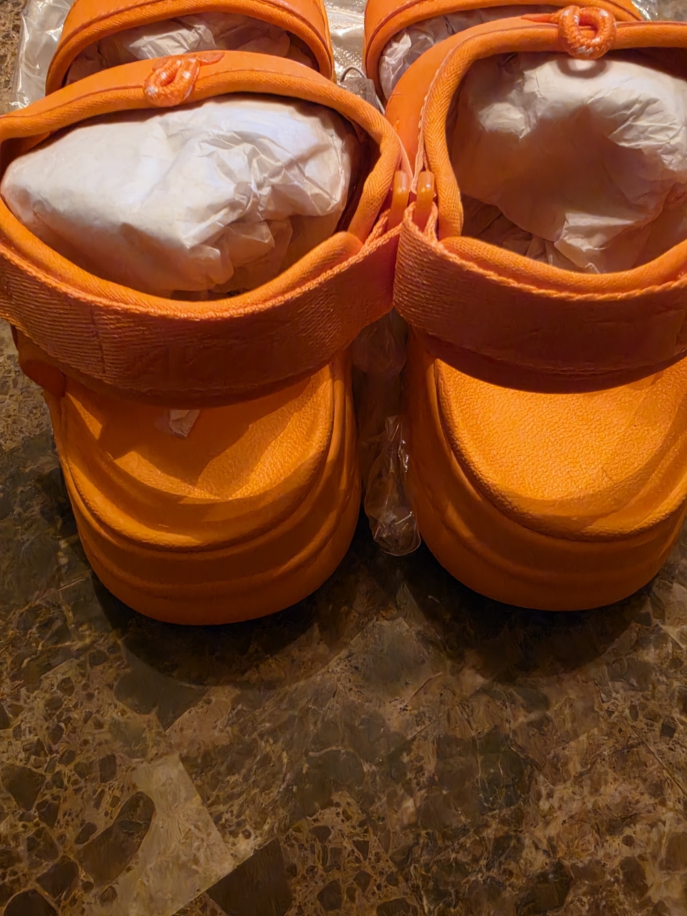 Womens Bright Orange Hook-and-Loop Sport Sandals - Picture 3 of 7